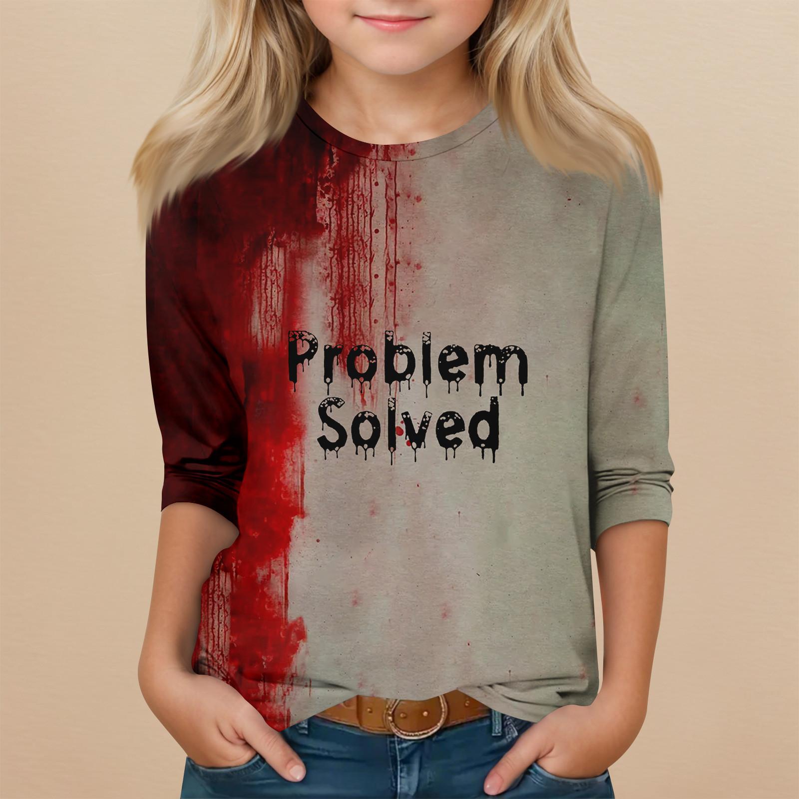 

Детский топ с рукавом 3/4 и круглым вырезом, с принтом на Хэллоуин, повседневный 160 арбуз красный