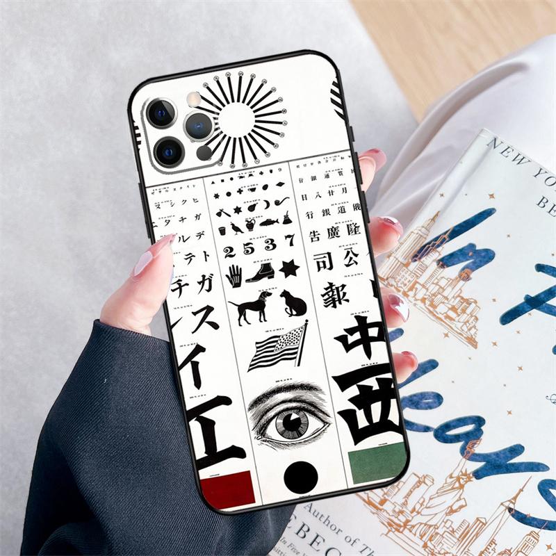 

Vision Test Chart Phone Case For iPhone 15 16 Pro Max 11 12 13 Mini 14 Pro Max XR 15 16 Plus 16e Cover Coque iPhone 16 Pro