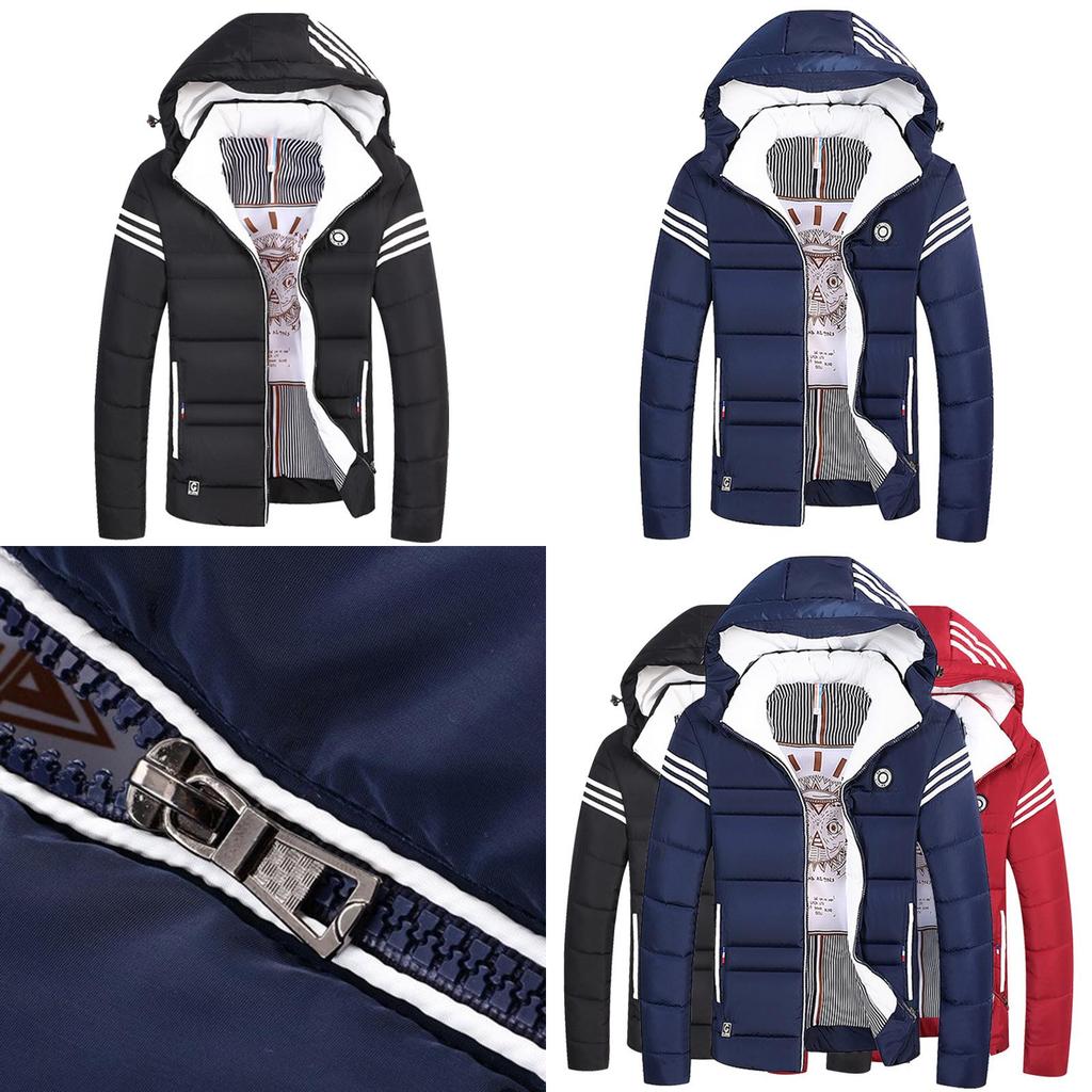 Men Winter Warm Cotton Jacket Ski Jacket Thick Hooded Puffer Coat Stylish And Versatile