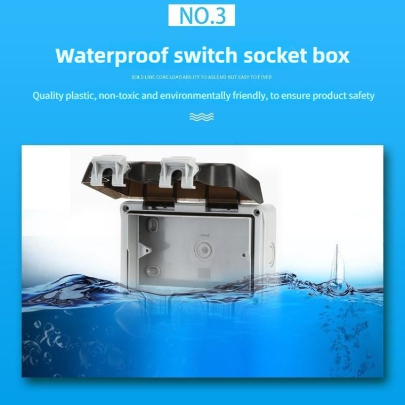 IP66 Outdoor Waterproof Switch Socket Box Flip Double Socket Case Industrial Rainproof Switch Box