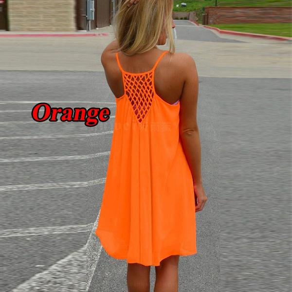 

Сексуальное женское летнее повседневное вечернее платье без рукавов с открытой спиной, пляжная одежда, мини-платье XXXXXL оранжевый
