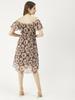 Moomaya Printed Off-Shoulder Poly Georgette Midi Dress Cinched Long Dress