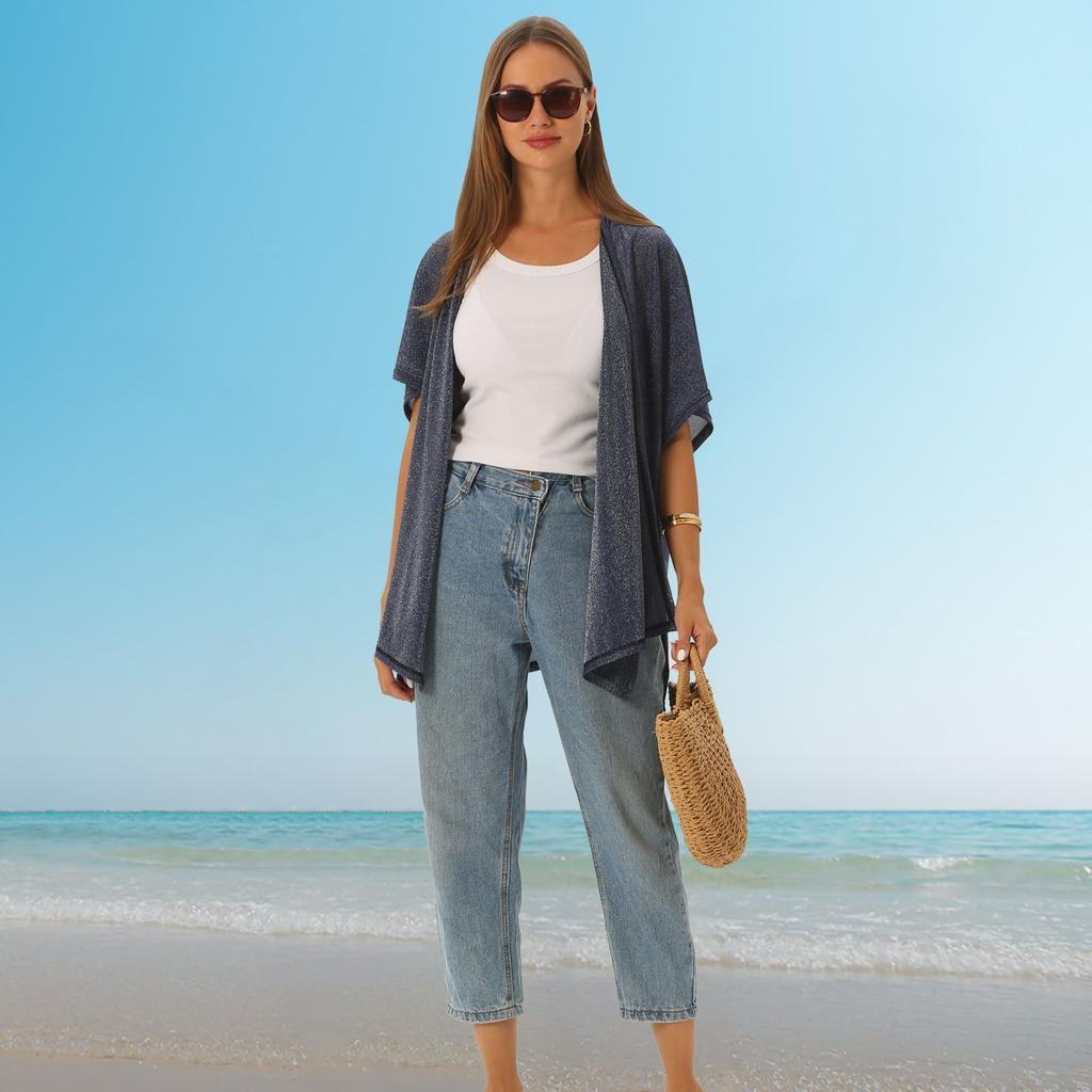 Women's Fashion Beach Solid Color Loose Beach Dress Patchwork Hollow Cover Up