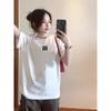Minimalist cotton front shoulder crew neck short top summer loose student short sleeve basic casual T-shirt women's bottoming shirt