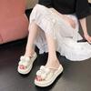 Summer New Drag Spring Thick-bottomed French Bow Fashionable Non-slip One-word Drag Women's Summer Outer Slippers