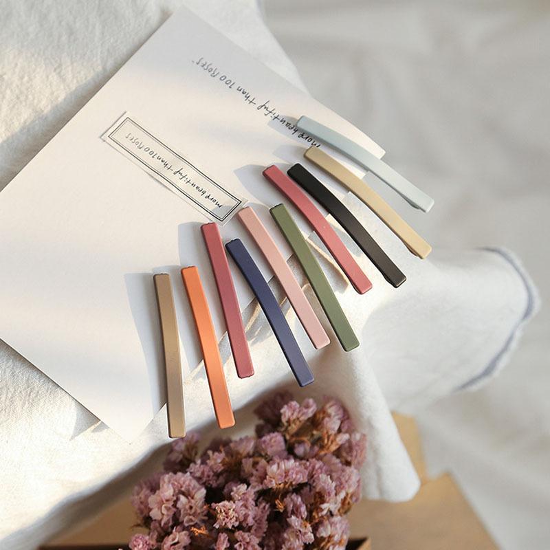 Morandi Farbe Haarspange Damen Koreanische Version Einfache Linienklemme Netzrot Ponyklemme Farbige Haarspange Textur Kopfschmuckklemme