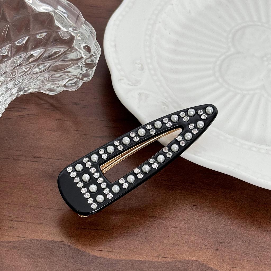 Chic Black And Colorful Hair Clip With Full Rhinestones For Trendy Summer Styles