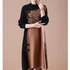 Women's Plus Size Knit Dress Autumn Winter Color-Block Loose Knit Sweater Dress Long A-Line Knit Dress