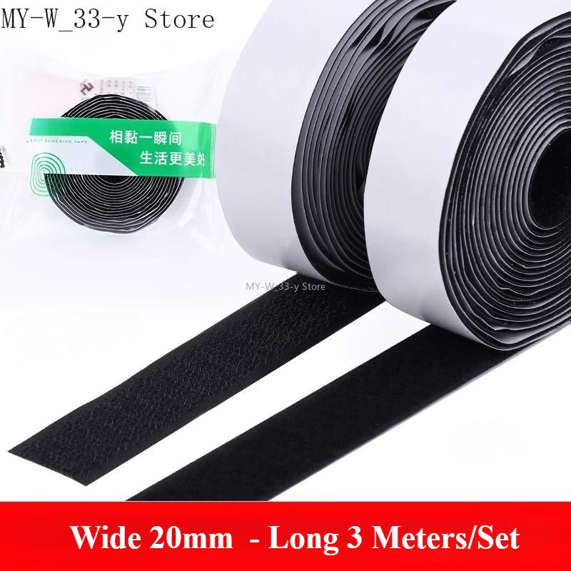 3/25Meter Starkes Selbstklebendes Klettband Haken und Schlaufe Schwarz Weiß Nylon Klettband Klebeband mit Starkem Kleber 25/30/50MM