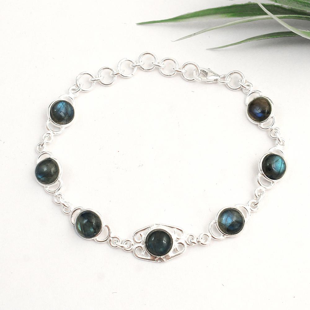 Labradorite Silver Bracelet Solid 925 Sterling Silver Handmade Jewelry