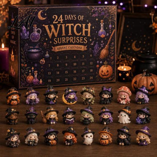 Calendario dell'Avvento di Halloween 2026 Conto alla Rovescia di 24 Giorni con Mini Figure Sorpresa Collezionabili Set di Giocattoli Fatati per Bambini Adulti Gadget per Feste da Tavolo