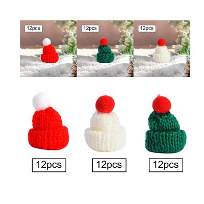 12x Mini Christmas Knit Hats Decorations Jewelry Making Craft Knitting Hat