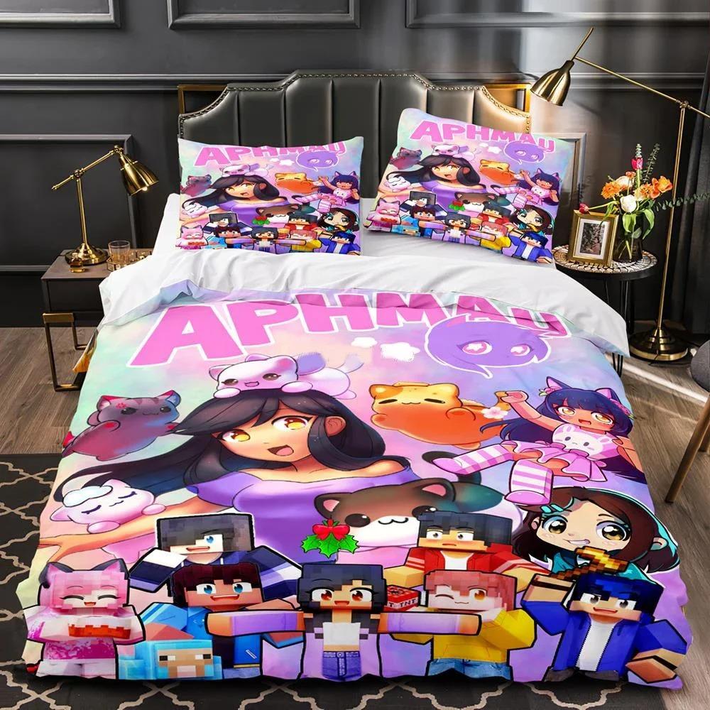 3D Print Aphmau Bedding Set Duvet Cover Pillowcase Double Twin Full Queen King Adult Kids Bedclothes Quilt Cover