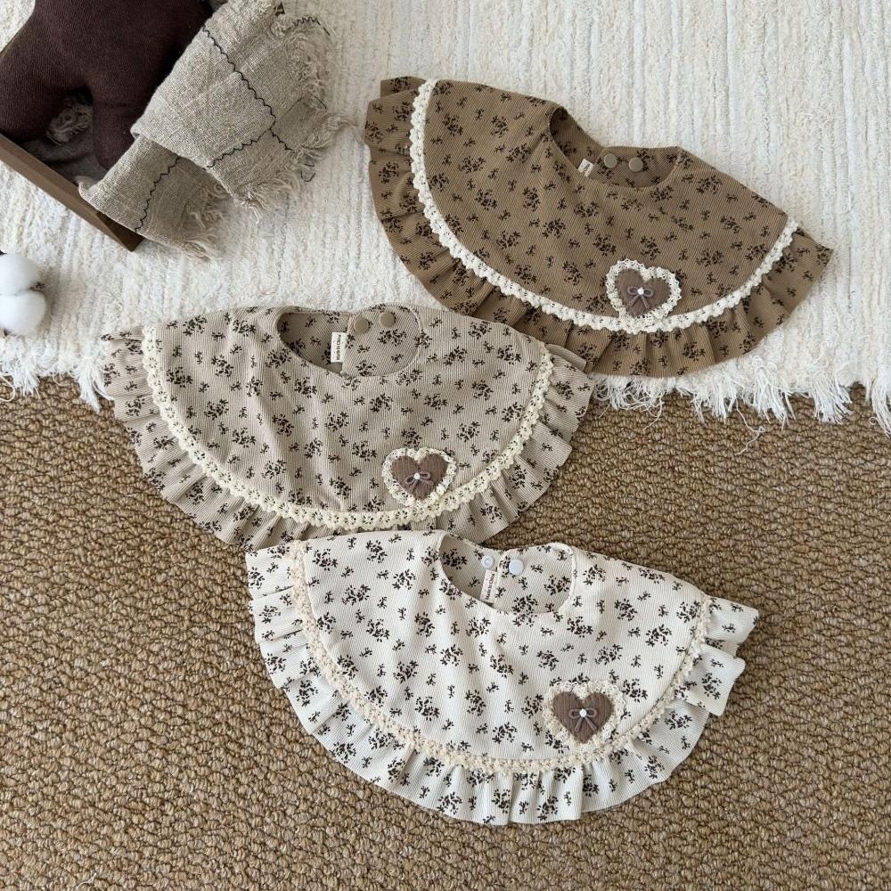Adjustable Snap Baby Ruffle Bib Floral Lace Saliva Towel Vintage Feeding Drool Bib 0-2 Years Baby