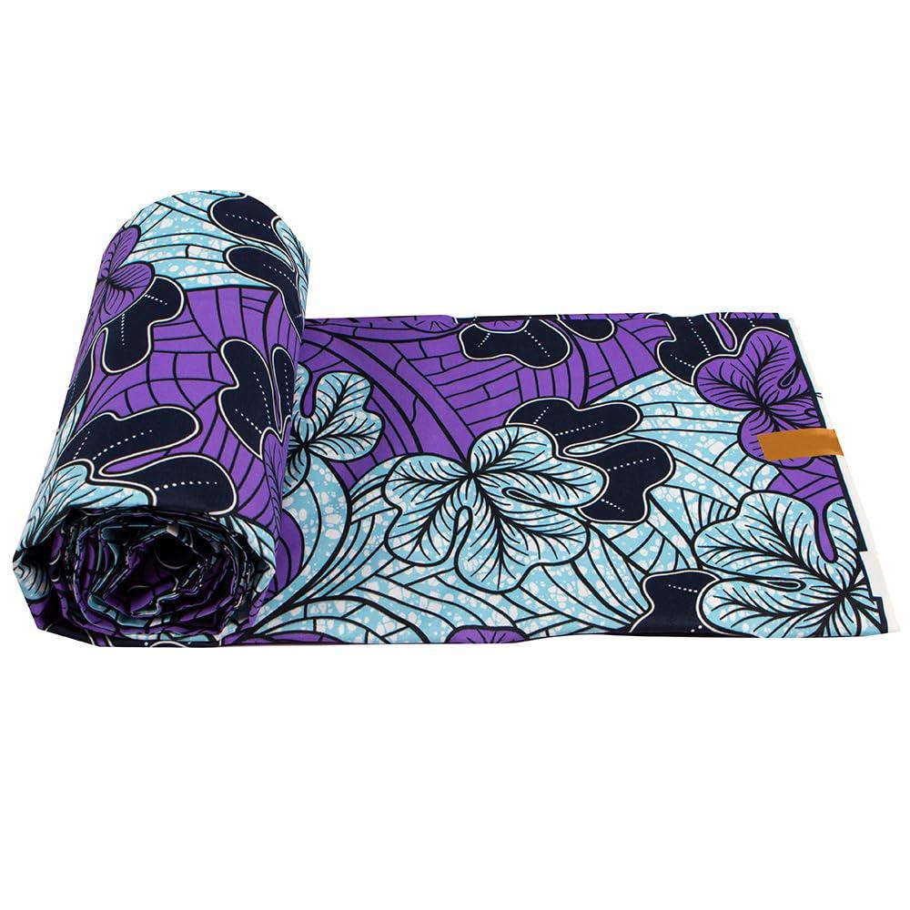KINOKINO African Print Fabric (Purple C / approx. 540 cm × 110 cm / Polyester)