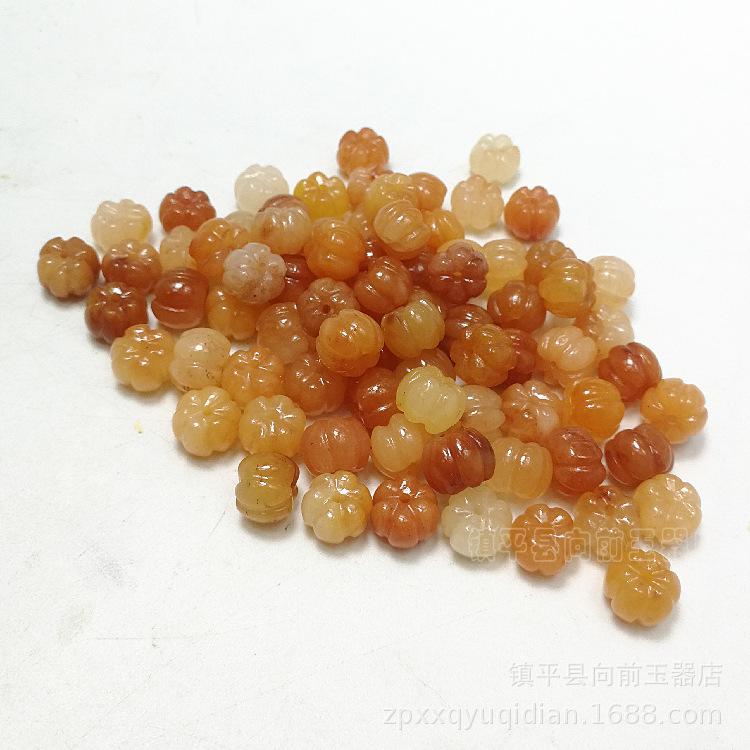 Gold Silk Jade Pumpkin Beads - Loose Jade Beads for DIY Jewelry Accessories