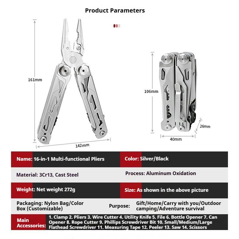 28-in-1 Multifunctional Pliers Outdoor Portable EDC Pliers Screwdriver Bottle Opener Measuring Ruler