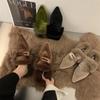 Fashion COZOK Luxury Fur Furry Women Slippers Fur Flat Mules Fashion Velour Slides Indoor Outdoor Sexy Cotton Warm Slides Winter