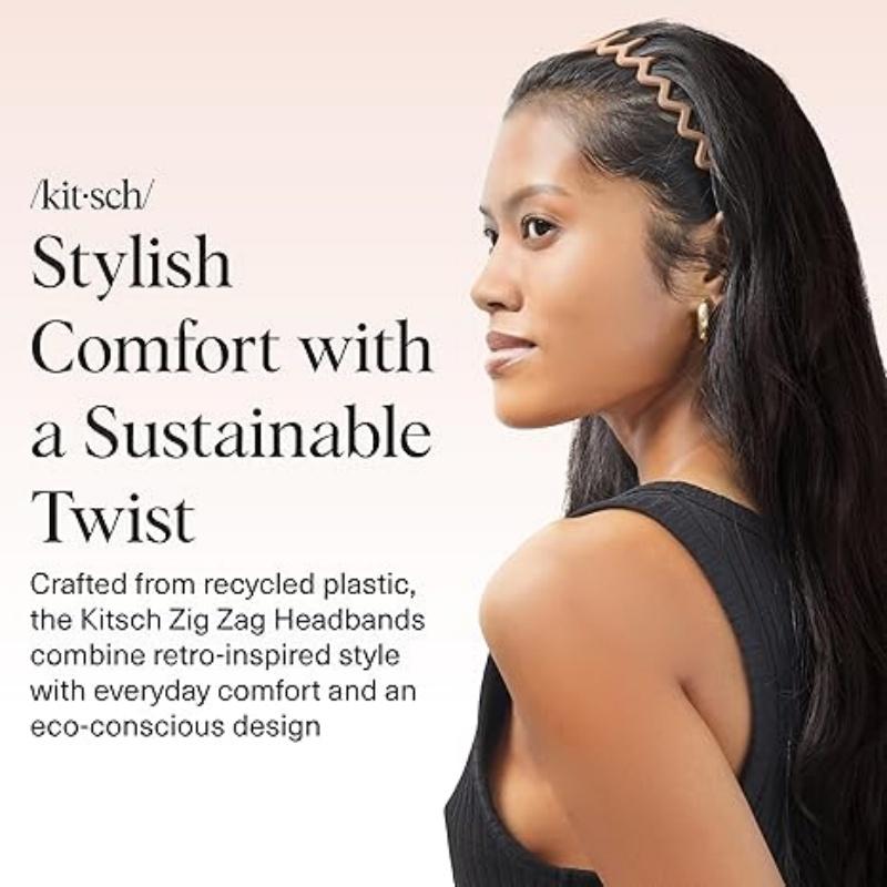 Kitsch Zig Zag Headbands for Women Non Slip –Fashion Accessories for Slicked Back -Comfortable Comb HStyles Eadband with Teeth | Ideal Gifts for Women