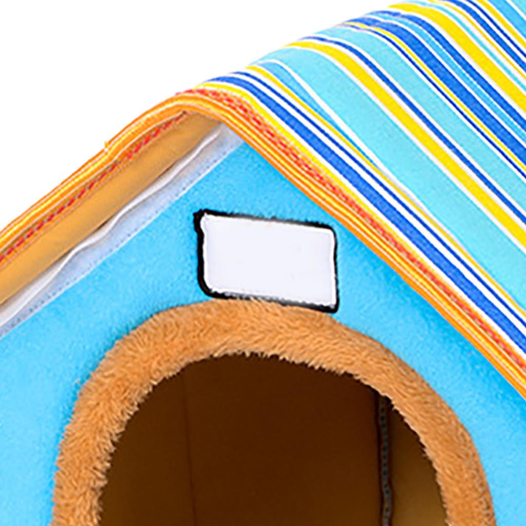 Winter Pet Bed House with Removable Pad Washable Cute Comfortable Warm Pet Bed House for Dogs and Cats Blue