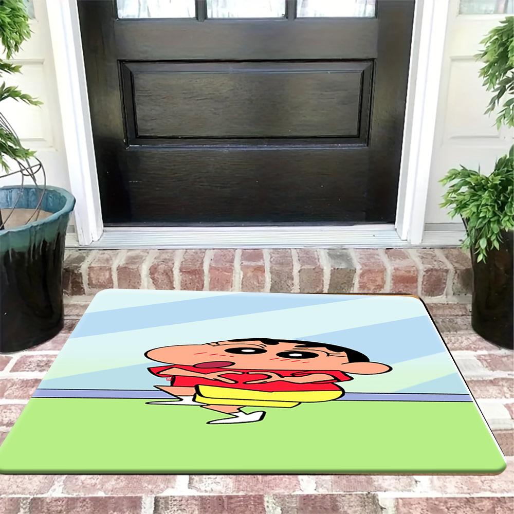 Crayon Shin-chan Kasukabe Defense Group Comic Panel Print Bath Mat, Non-Slip Water Absorbent Bathroom Rug, Funny Anime Friends D