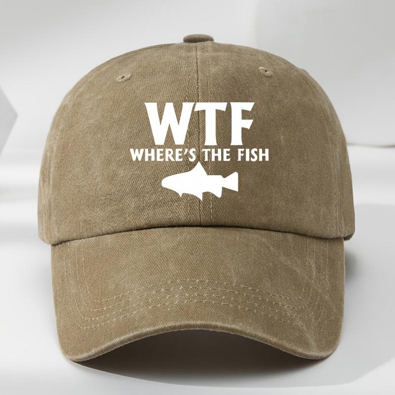 Yiran Bag Men's Wtf Fish Print Outdoor Washed Baseball Cap Retro Duckbill Cap Sports Casual Baseball Cap Cm