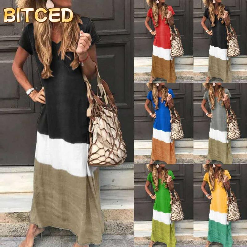 BITCED Fashion Summer Spring Short Sleeve V-Neck Casual Dresses