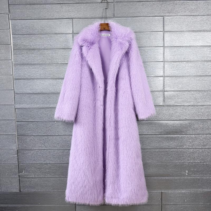 Zima Nowa Moda Płaszcz ze Sztucznego Futra Dla Kobiet Jednolity Kolor Wysokiej Jakości Codzienny Kardigan Długa Kurtka Damska Modny