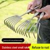 Stainless Steel One-Piece Handle Multi-Tine Garden and Seafood Rake
