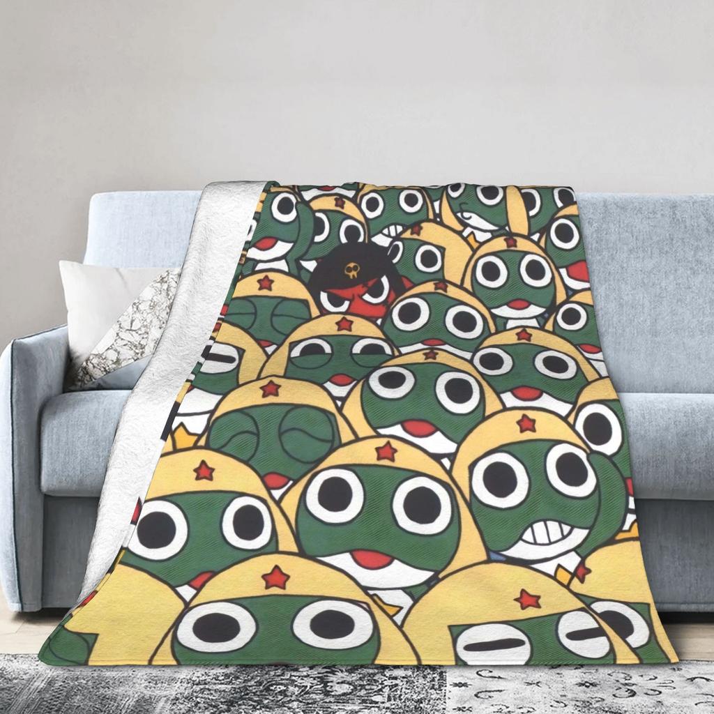 Anime Keroros Frog Flannel Blanket Winter Soft Warm Throw Blanket for Boy Girl Bedroom Novelty Bedspread Sofa Bed Cover