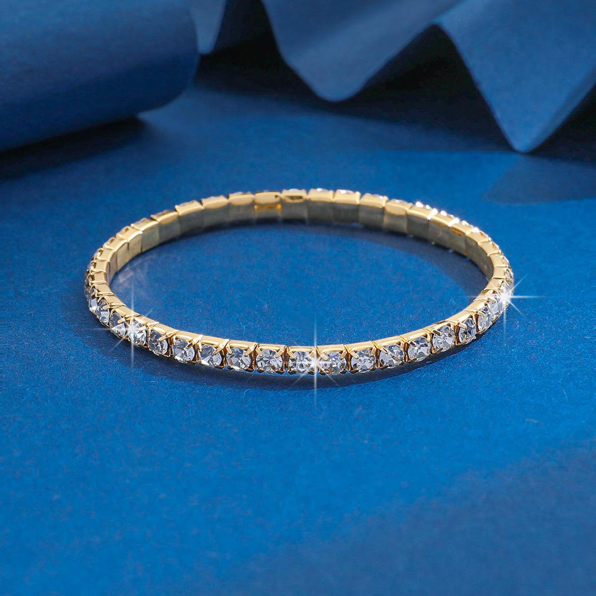 

New Fashion Light Luxury Multi-Row Zircon Necklace Elastic Rhinestone Bracelet Full Diamond Bracelet Jewelry