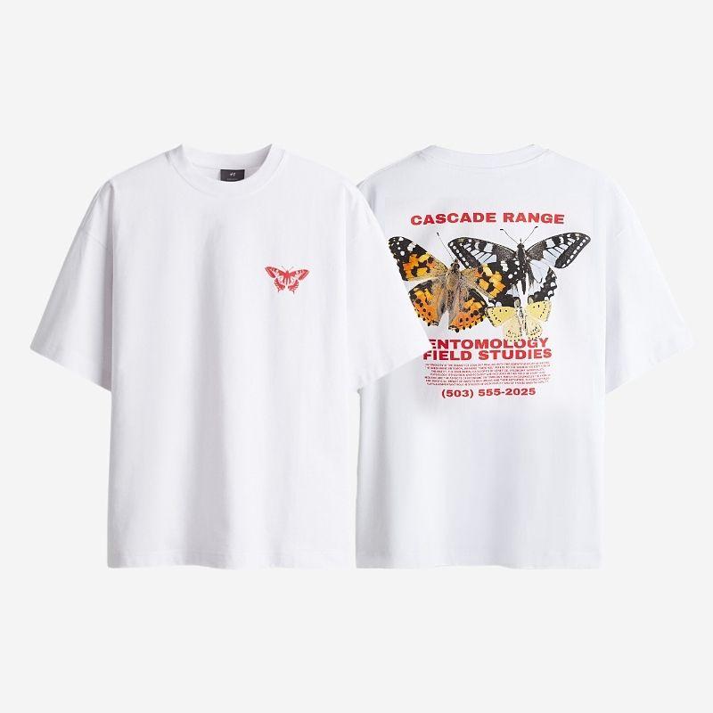 

HM Men s and Women s T-shirt 2025 Summer New Arrival Soft Heavy Weight American Printed Short-Sleeved Top 1269057