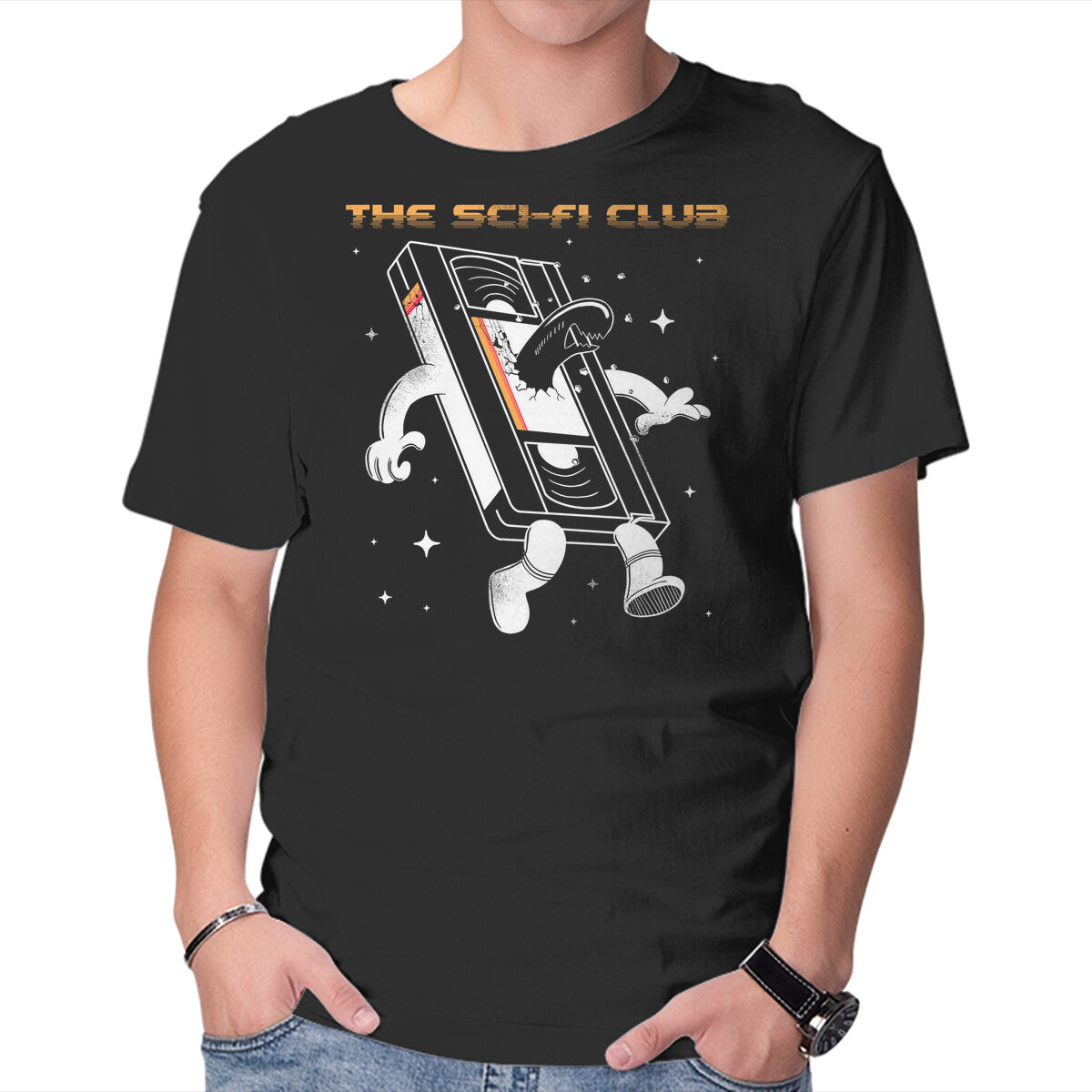 Unisex Crew Neck T-Shirt The Scifi Club Graphic Short Sleeve Casual Tee M