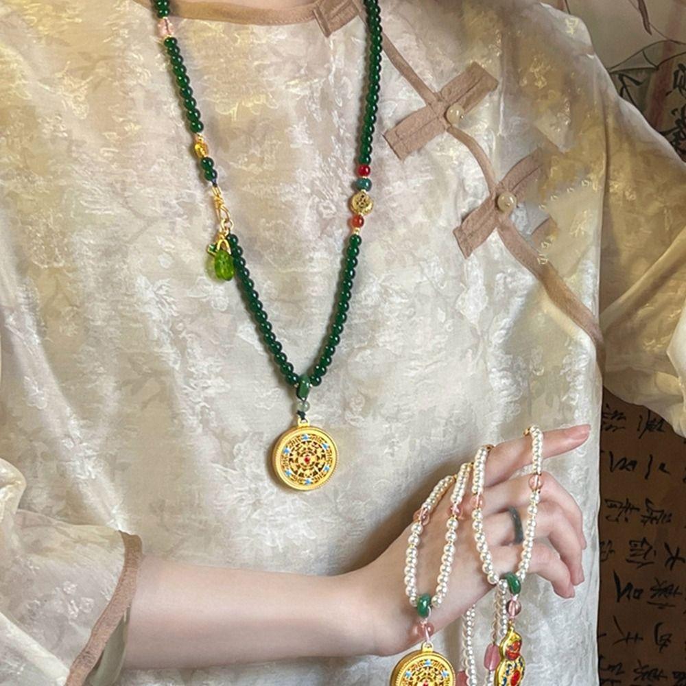 Ping an Buckle Horse Face Skirt Necklace Chinese Style Chinese Necklace  Clothing Accessories