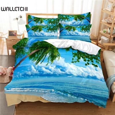 Strand Kokospalme Bettwäscheset Bettbezugset 3D Bettwäsche Digitaldruck Bettwäsche Queen Size Bettwäscheset Modedesign