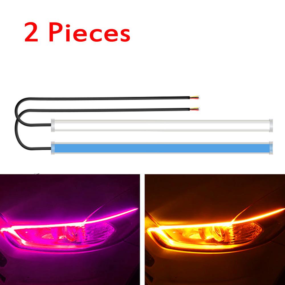 

1 пара 12 В светодиодных дневных ходовых огней для автомобиля DRL, гибкая водонепроницаемая полоса, автомобильные фары, белые указатели поворота, стоп-сигналы 30cm