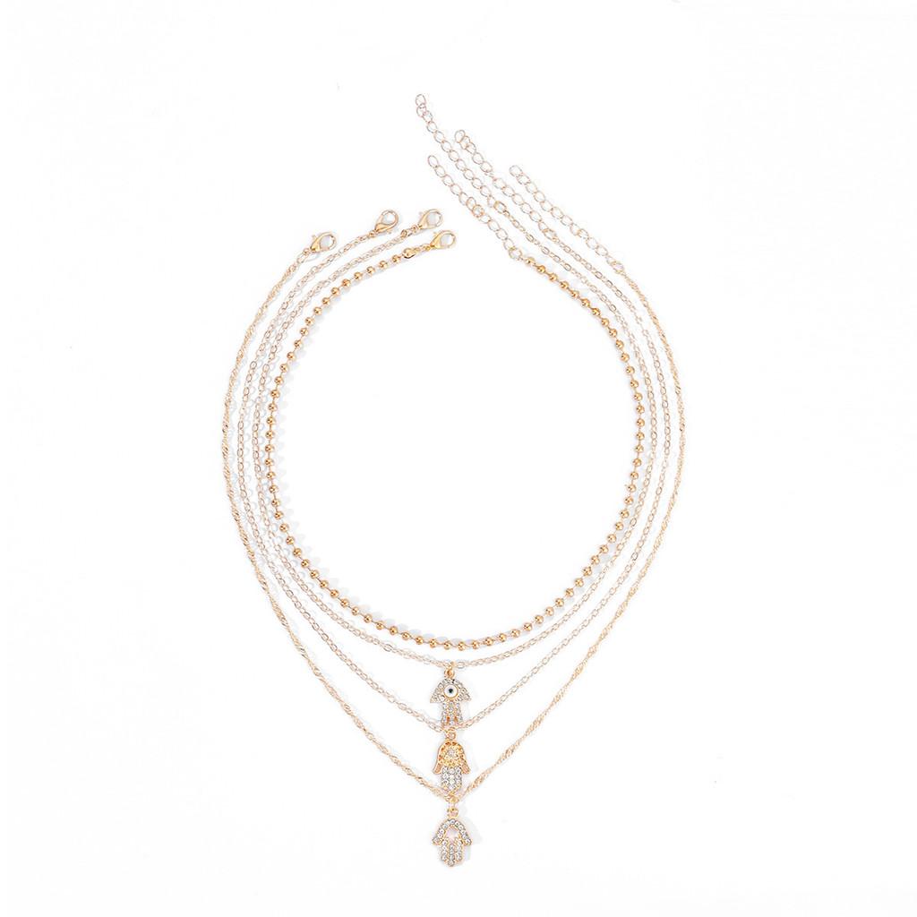 Многослойное геометрическое ожерелье с подвеской в виде глаза демона из сплава для женщин X2167A