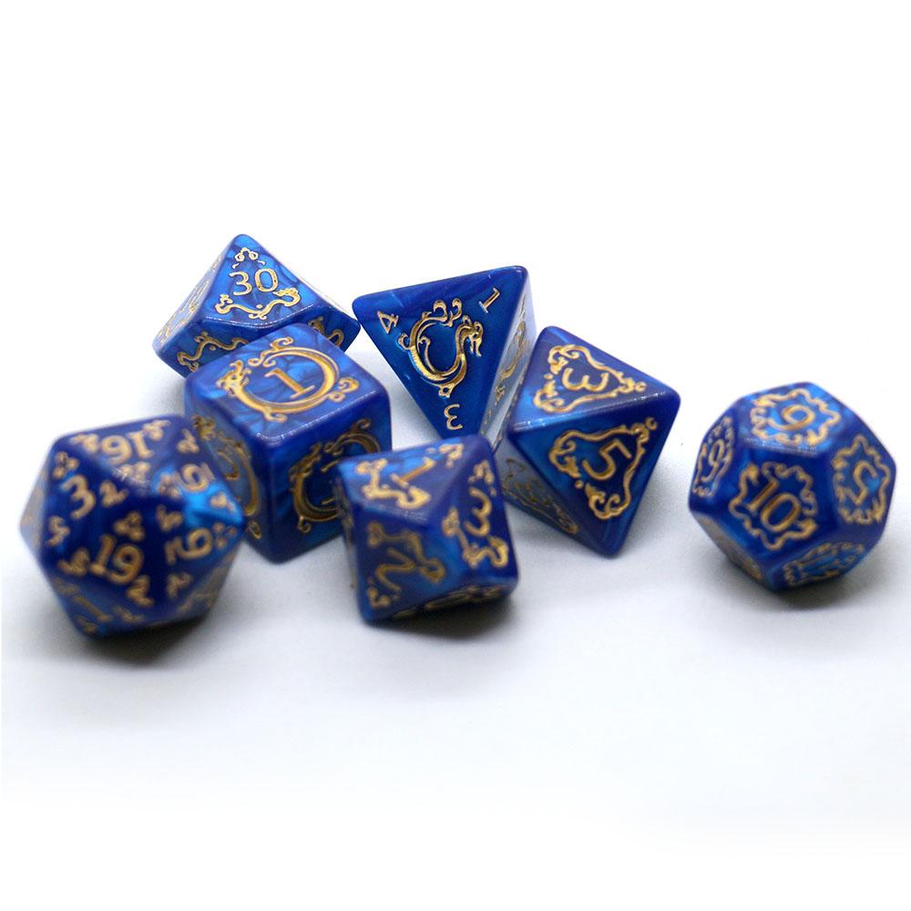 7-piece Dragon Pattern DND Dice Set, Multi Sided D4 D6 D8 D10 D12 D20 Dices Ideal Gift for Desktop Games, Birthdays, and Festiva