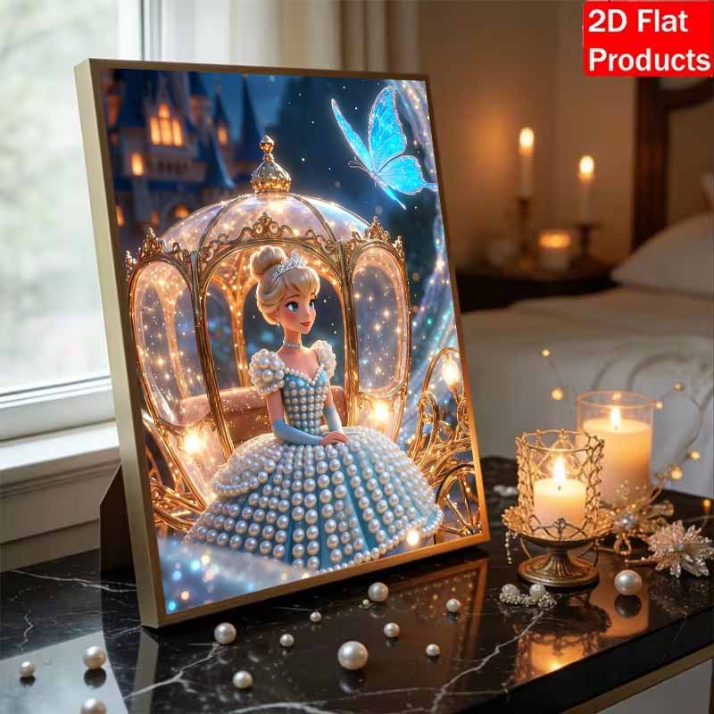 Disney Conjunto de Pintura com Pérolas Cinderela em uma Carruagem de Abóbora Obra de Arte Exquisita e Brilhante Perfeito para Decoração de Parede em Casa e Presentes Artesanais