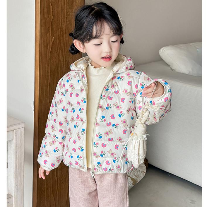 Foreign Style Winter Baby Girl Thickened Short Cotton-padded Jacket Girls' Warm Cotton-padded Clothes Children's Autumn Pink Tie Dye Printing Coats