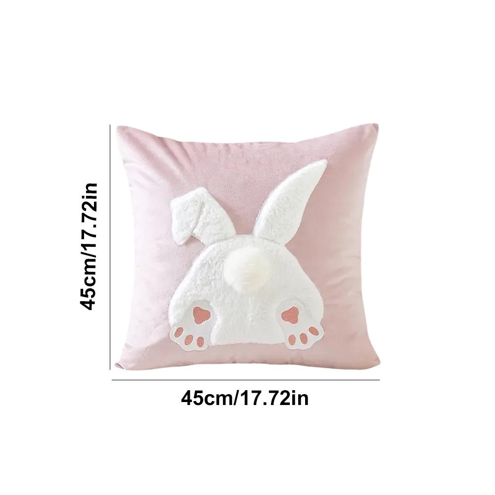 Easter Bunny Pillow Cover 45x45cm Plush Rabbit Pillow Case Happy Easter Decoration Pillowcase for Home Decor Sofa Cushion Cover