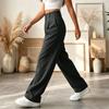High Waist Wide Leg Trousers for Women Relaxed Fit Pleated Front Pants with Pockets Suitable for Daily Office Wear