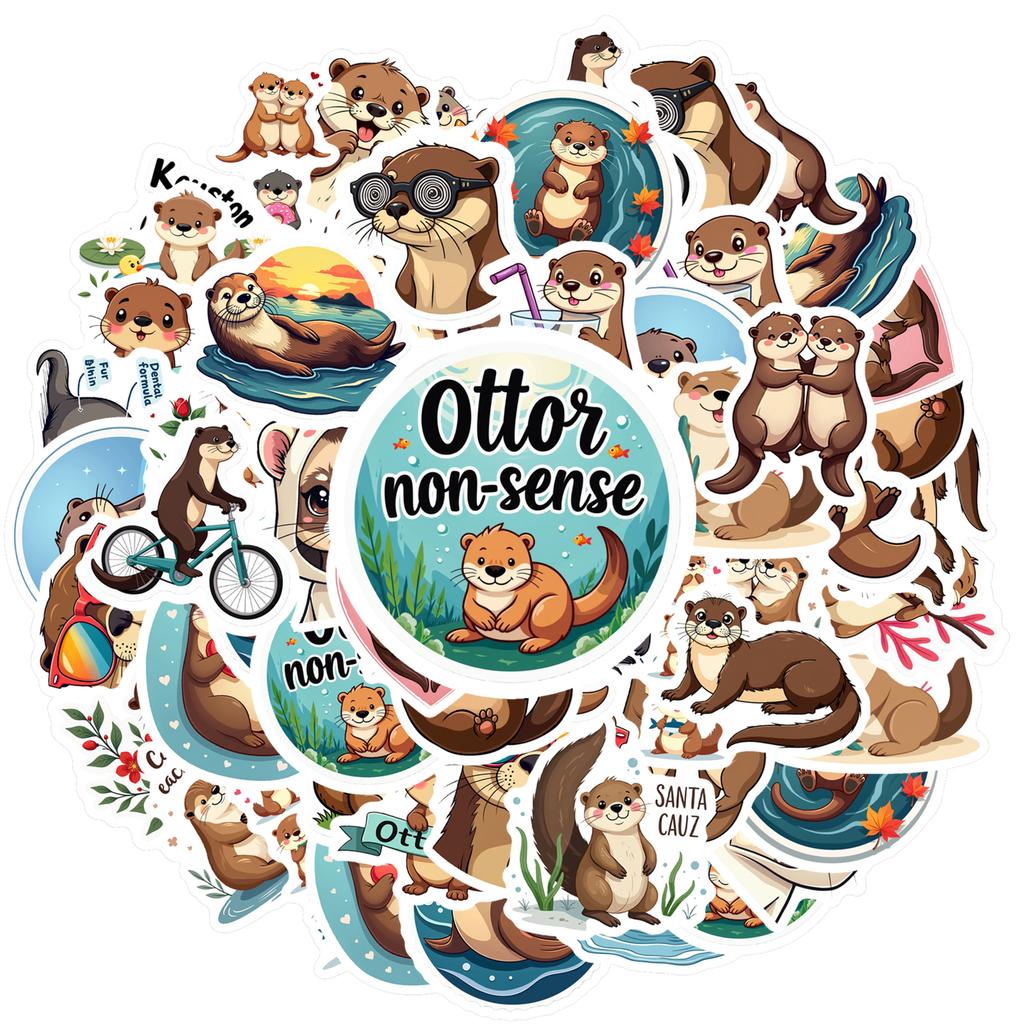 35pcs Otter Graffiti Stickers Cartoon Cute Otters Sticker Funny Waterproof Graffiti Decals Diy Laptop Phone Luggage Diary