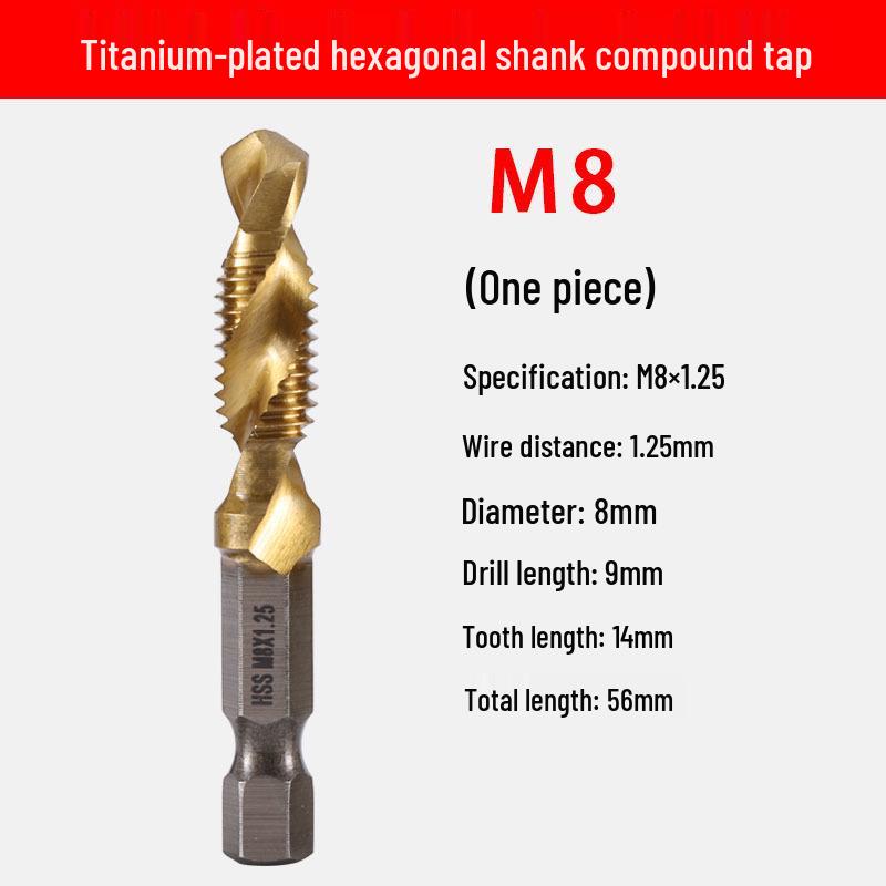 Multifunctional Hex Shank Spiral Tap and Drill Set for Electric Drills