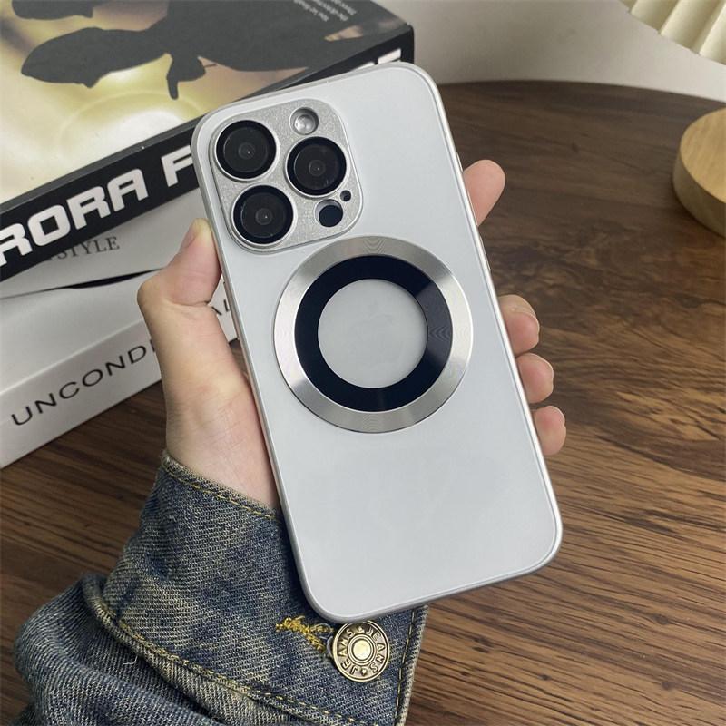 

Магнитный мягкий чехол для телефона iPhone16 15 14 13 Pro Max с 9D HD камерой защитная стеклянная пленка поддержка беспроводной зарядки iPhone 13 белый