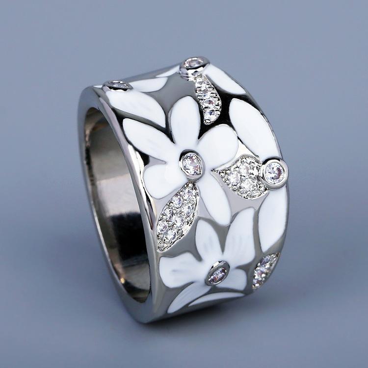 Экспортный Изящный И Свежий Светло-Цветной Эмалированный Цветок С Небольшой Инкрустацией Фианитами Эпоксидный Женский Кольцо no. 6