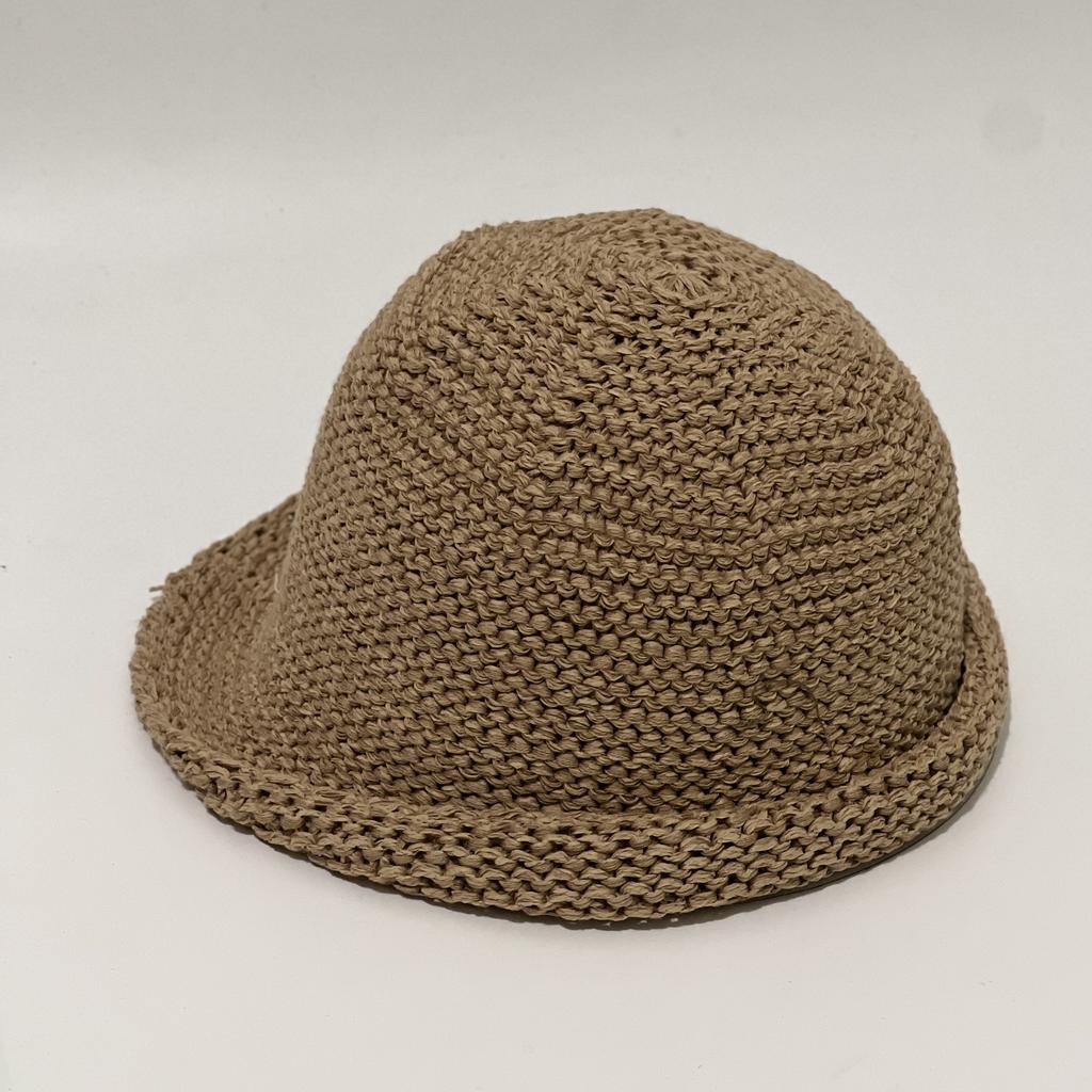 Autumn and winter warm versatile and thin handmade wool fisherman's hat children's curling irregular front long rear short knitted basin hat