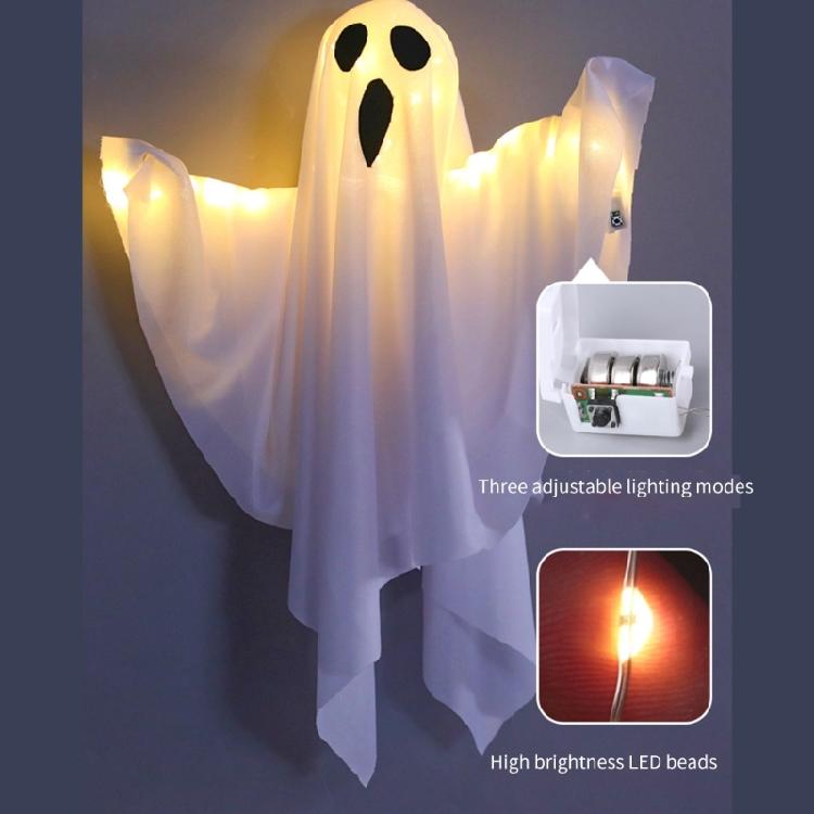 2Pcs Haunting LED Specter Hangings Ornament for Halloween Glowing Specter for Chilling Outdoor Lawns and Garden Display