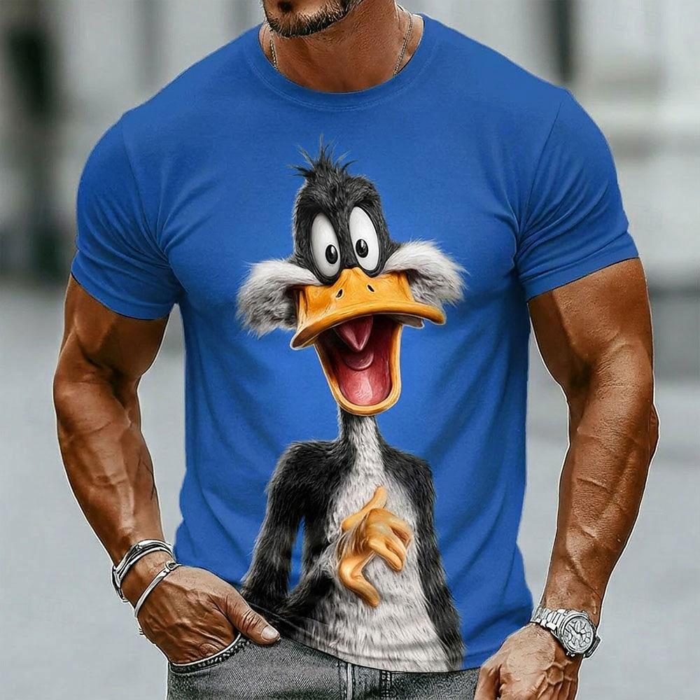 Men's Animated Vintage Style Graphic T Shirt Crew Neck Short Sleeve Casual Streetwear Gift for Duck Lovers Designer Clothing