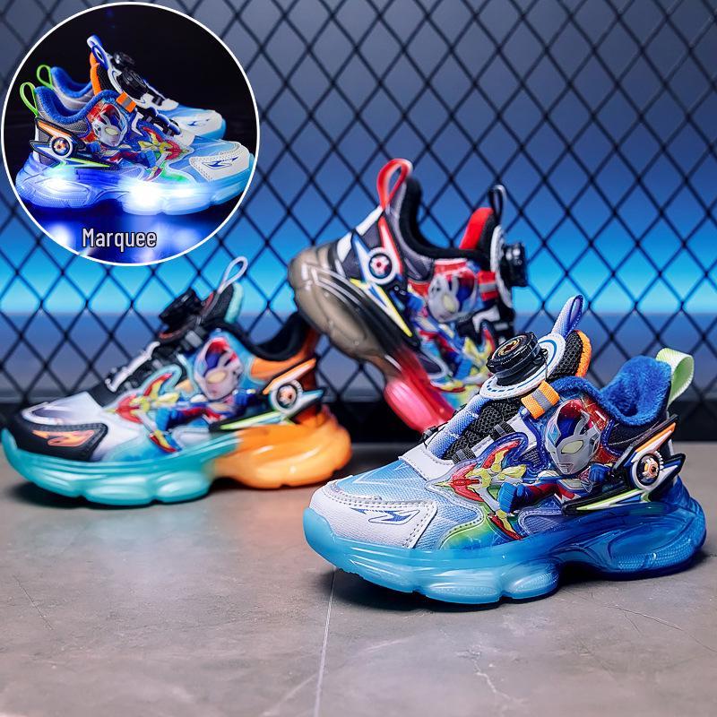 Boys' 2025 Winter Cartoon Sports Luminous Light-Up Shoes: Warm, Anti-Slip, Plus Velvet